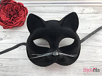 Маска черная Кошечка для эффектного образа на маскарад, карнавал, Новый Год, тематическую вечеринку