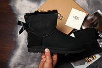 Замшевые низкие Угги женские UGG Mini Bailey Bow II Black