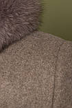 "Кетті" пальто зима шерсть меланж песець (темно бежевий), фото 9