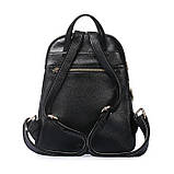 Рюкзак жіночий шкіряний з кишенею (чорний), фото 6