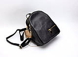 Рюкзак жіночий шкіряний з кишенею (чорний), фото 5