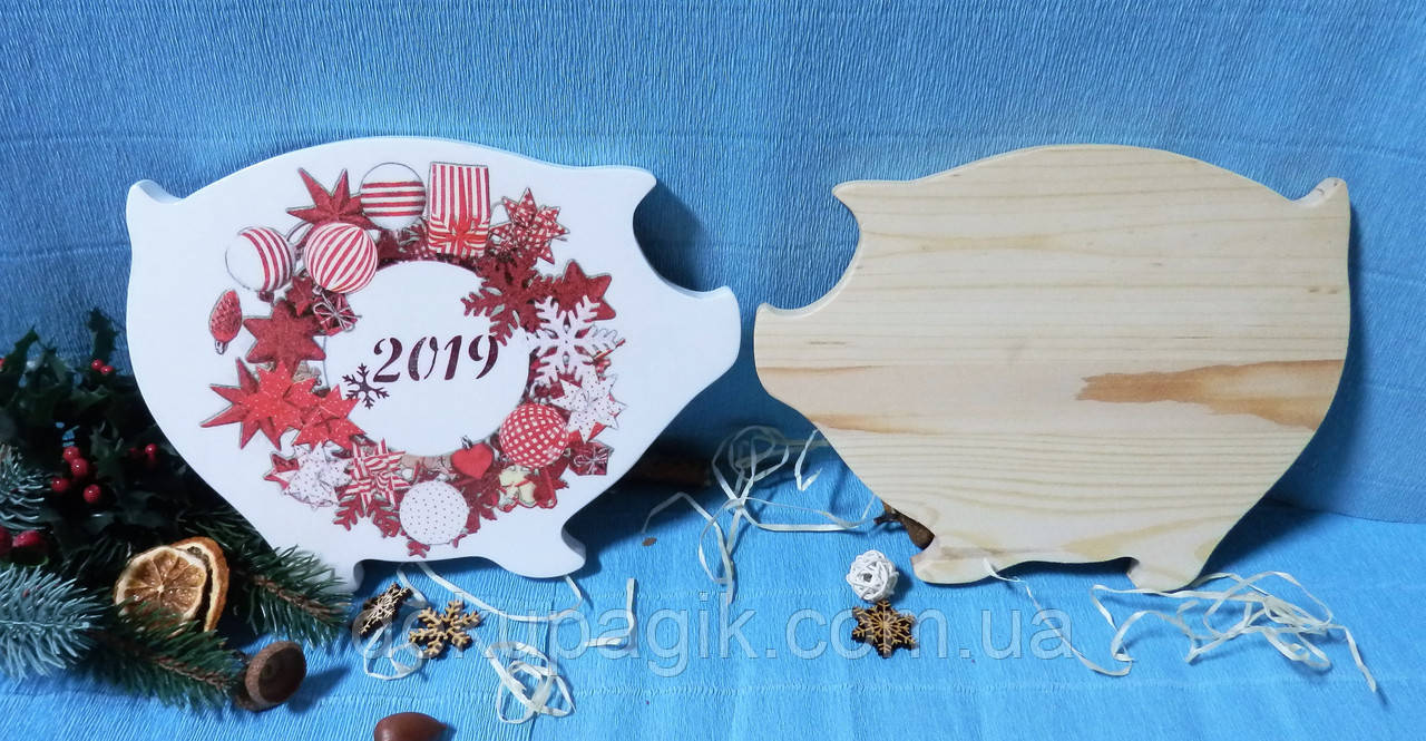 Дощечка розділочна Свинка 25см, сосна, фото 1