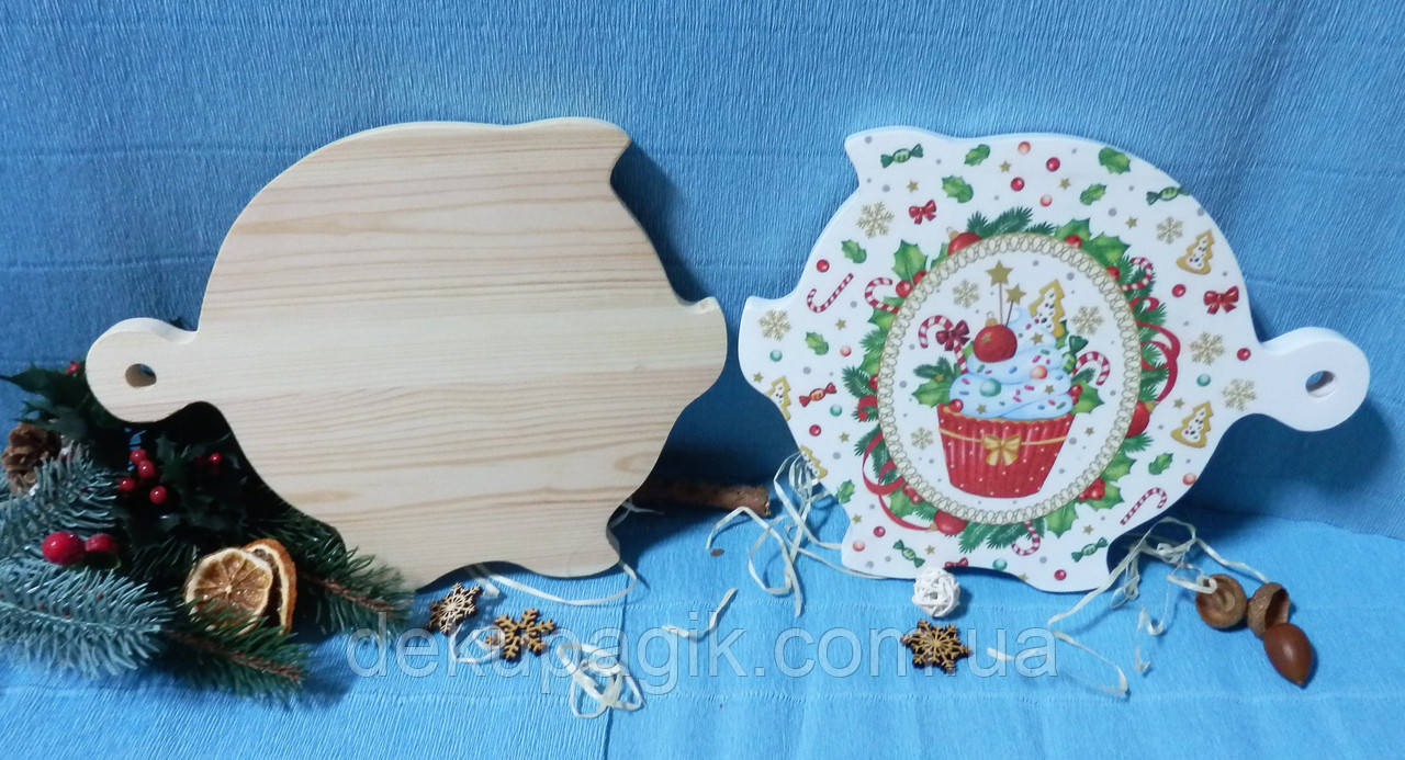 Дощечка розділочна Свинка 25см, сосна, фото 1