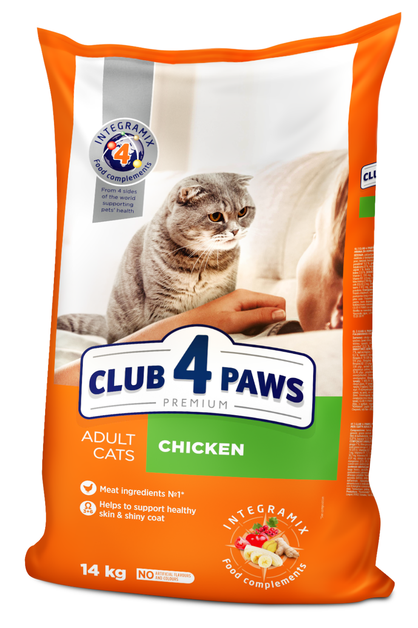 Club 4 Paws Premium Клуб 4 лапы сухой корм для взрослых кошек, с курицей 14КГ - фото 1 - id-p832470078