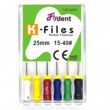 файли FlyDent K-Files NITI 25 mm 15-40# 6 шт нікель-титан