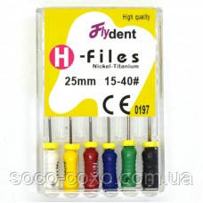 Формати нікель-титан FlyDent H-Files 25 mm 15-40# 6 шт.