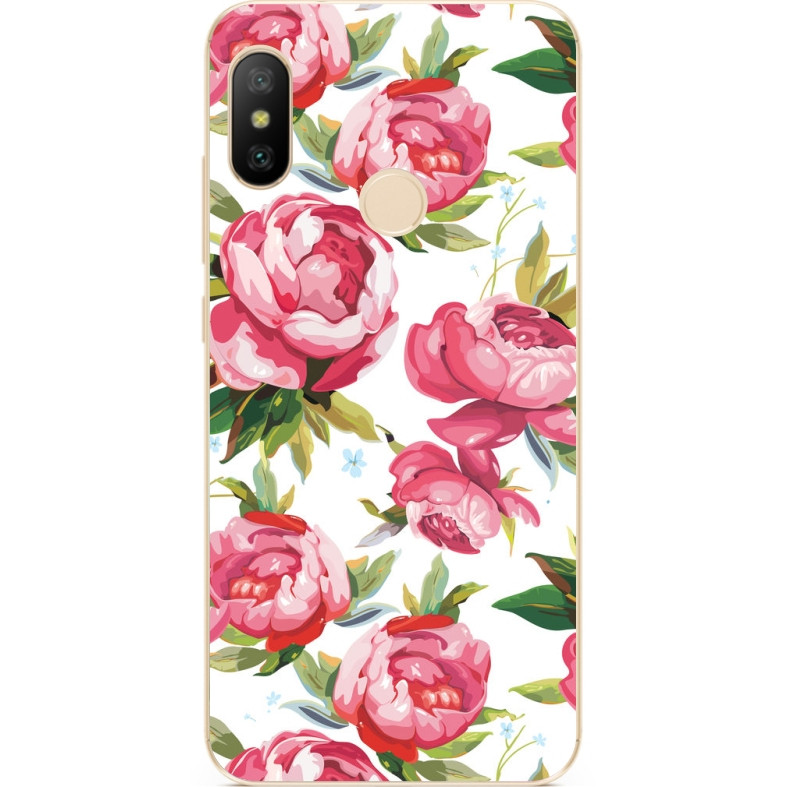 Бампер силіконовий для Huawei P Smart Plus з малюнком Півонії