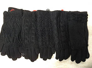 Теплі жіночі рукавички з красивою митенкой