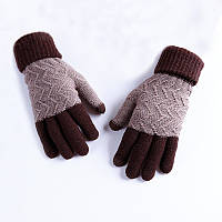Зимние шерстяные перчатки мужские коричневые