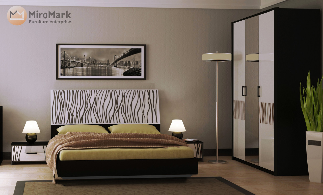 Спальня "Терра" 3Д від Миро-Марк(глянець білий ,чорний мат).