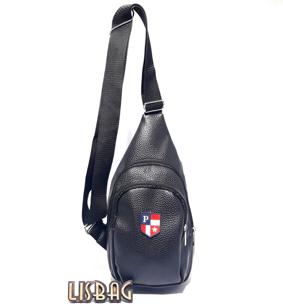 Чоловіча класична сумка барсетка (слінг) зі шкіри PU новинка Чорного кольору