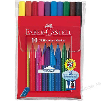 Фломастери тригранні Faber Castell GRIP 155310 в поліетиленовій упаковці (10 цв.)