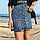 Жіноча джинсова спідниця-трапеція на блискавці з кишенями блакитна, фото 4