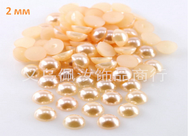 Перли для дизайну нігтів, бежево-жовтогарячий із перламутром, 2 мм, 100 штук
