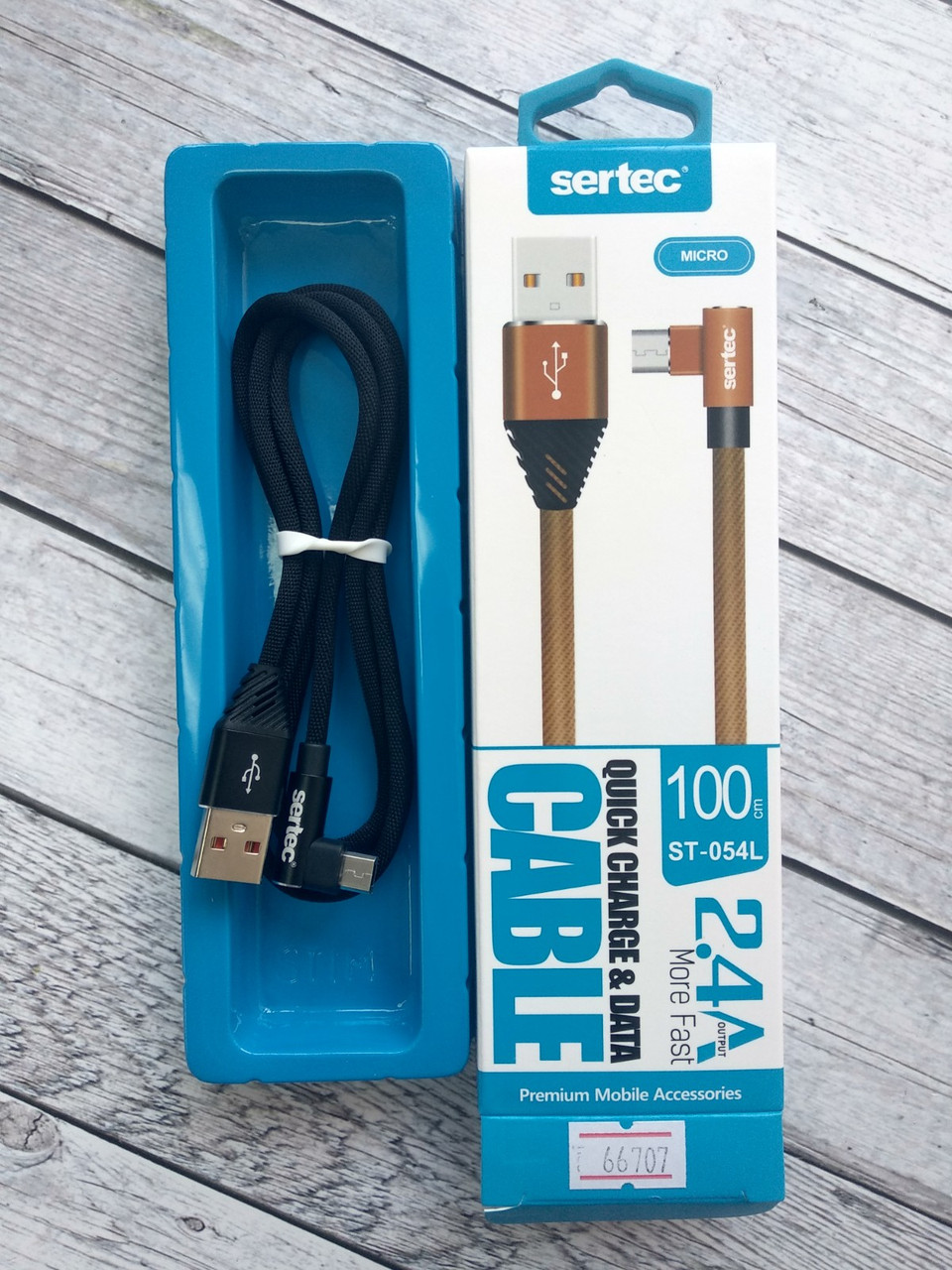 Кабель Usb Micro USB Sertec ST-054L 2.4A 1m (Г-подібний, метал. Коннектор, круглий) Black