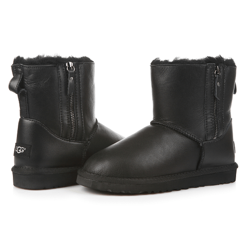Жіночі уггі UGG Mini Zip leather black original