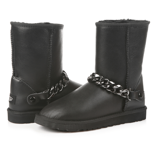 Жіночі уггі UGG Short Chain leather black original