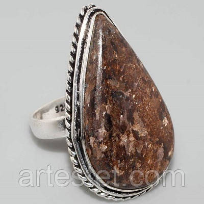 Срібне кільце з бронзитом, фото 1