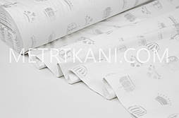 Тканина ранфорс Туреччина 240 см "Корони" (глітер) срібні на біломуNo WH-2961-25