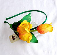 Обруч для волос с цветами из фоамирана ручной работы "Тюльпаны Майя"