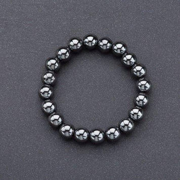 Браслет Гематит гладка кулька на резинці d-8 мм
