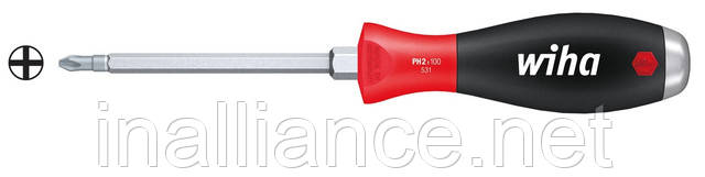 PH2 х 100 мм викрутка суцільне жало з шестигранником під гайковий ключ сталевий набалдашник Wiha 03238
