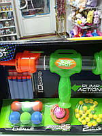 Детский автомат для пинтбола зеленый с пулями и патронами