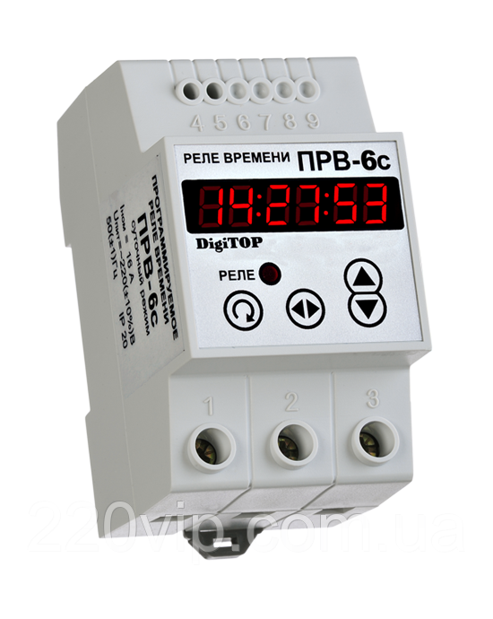 Реле часу DigiTOP РВ-6С (добовий режим) DIN, max 99/на добу, диджітоп