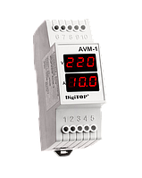 Амперметр-вольтметр DigiTOP AVM-1 (внешний ТТ / однофазный) DIN, ~100 B ~400 B / 1А 63А, диджитоп