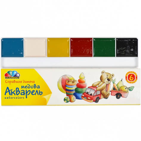 Акварель 6 кольорів картон «Гамма» 17×4,5 см, фото 1