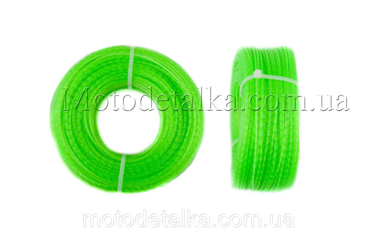 Волосінь мотокоси Ø1,6mm, 100 метрів (косичка, зелена)