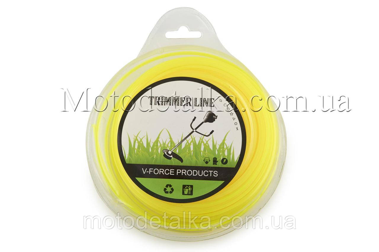 Волосінь мотокоси Ø2,0mm, 60 метрів (зірка, жовта) 