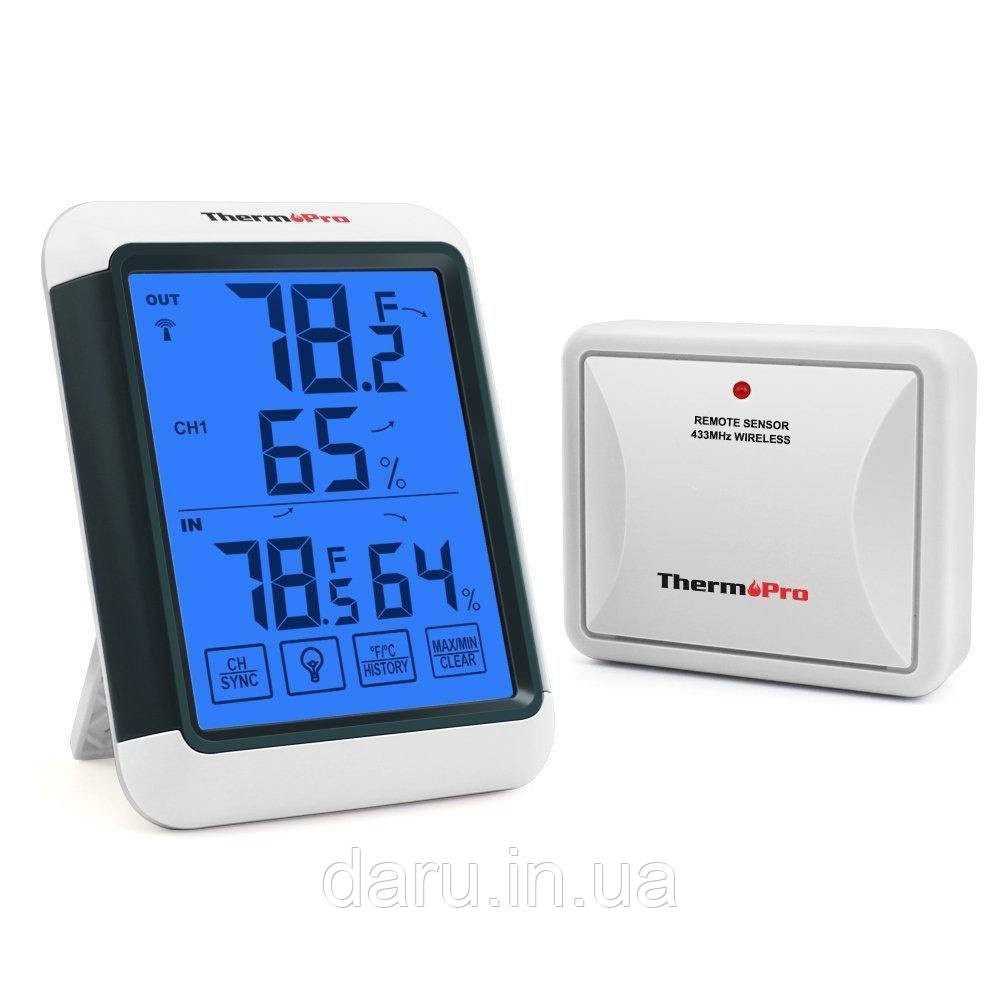 Термогігрометр ThermoPro TP65S (-20...+70°C; 10-99%; ±1°С; ±2%) з дистанційним датчиком T° (60 метрів)