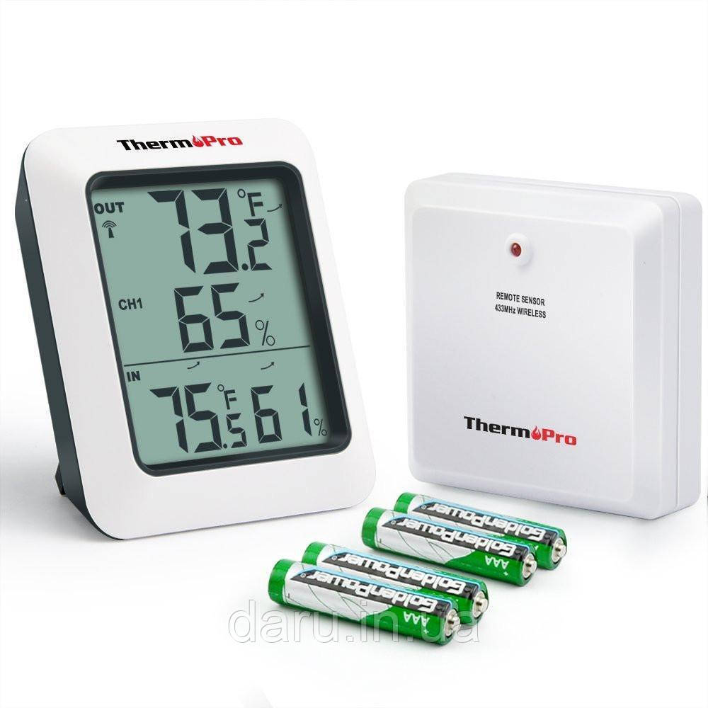 Термогігрометр ThermoPro TP60 (-20...+70°C; 10-99%; ±1°С; ±2%) з дистанційним датчиком T° (60 метрів)