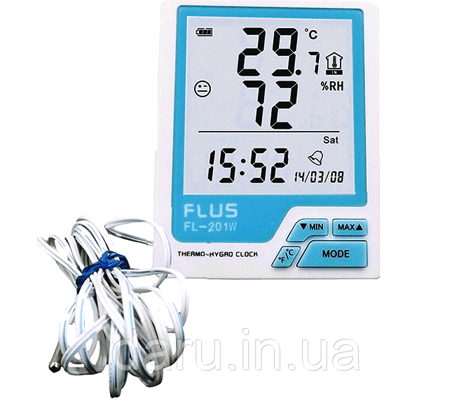 Цифровий термогігрометр Flus FL-201W (-20-60 С; 10%...99%) з виносним датчиком ( -40...+80 °C) Ціна з НДС