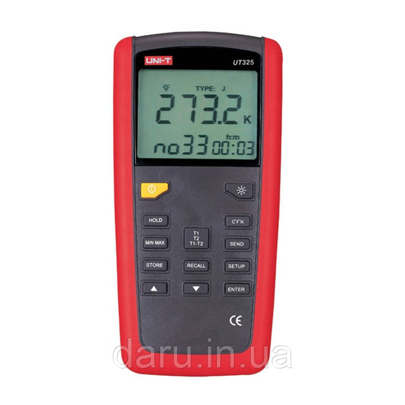 Двоканальний термометр UNIT UT325 (-250~1767℃) з сумісністю з термопарами К,J,T,E,R,S,N типів, ЗА, фото 1