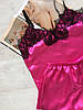 Жіноча атласна піжама майка шорти малина, фото 2