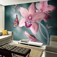 Фотообои "Бабочки на ветке орхидеи" - Любой размер! Читаем описание!