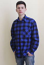 Синя фланелева сорочка в карту