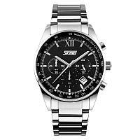Skmei 9096 tandem серебристые с черным циферблатом мужские часы