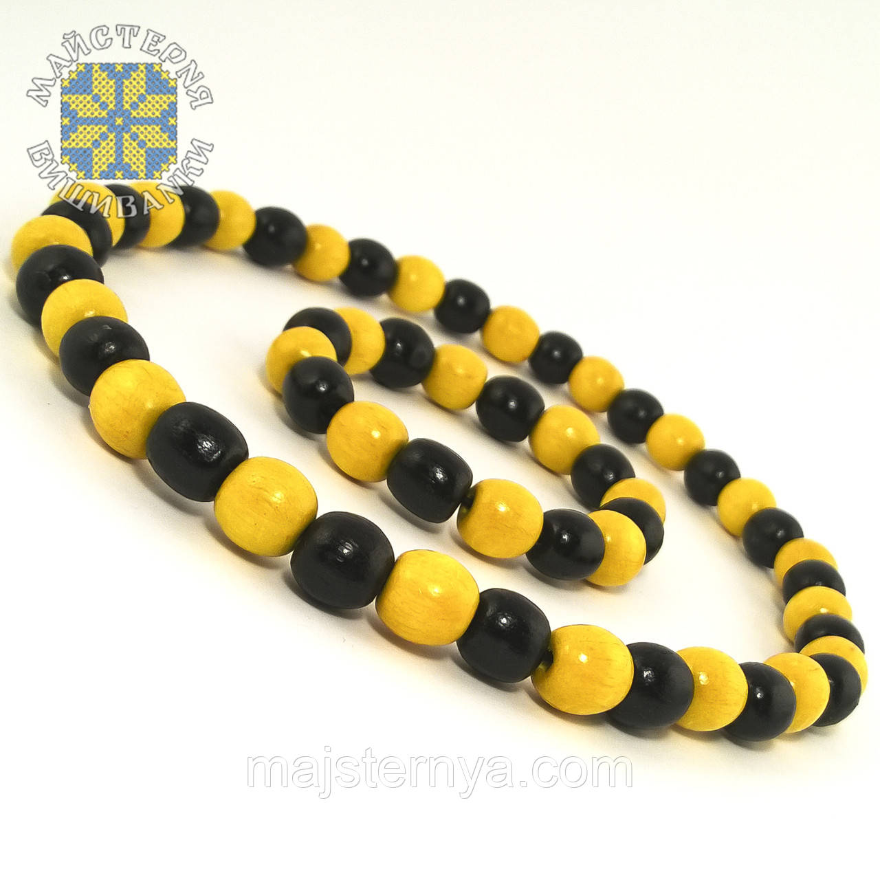 Буси з браслетом із дерев'яних бусин, два кольори Чорний; Жовтий