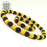 Буси з браслетом із дерев'яних бусин, два кольори Чорний; Жовтий