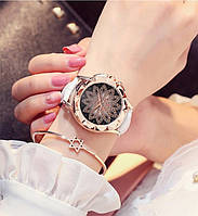 Жіночі годинники Classic Diamonds з білим ремінцем, жіночий наручний годинник, Годинники жіночі зі стразами