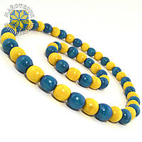 Буси з браслетом із дерев'яних бусин, два кольори Жовтий; Блакитний