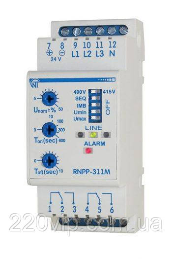 Реле напруги NOVATEK-ELECTRO РНПП-311М (Н) трифазне, з контролем фаз, контролю та захисту від перенапруги