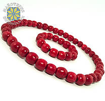 Набір бусі з дерева + браслет червоного кольору