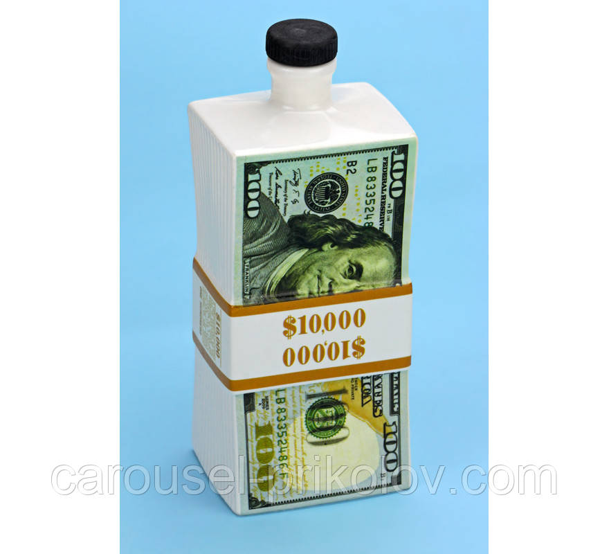 Пачка $100 доларів. Штоф графин 0,5 л, фото 1