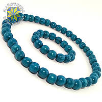 Набір браслет + бусі з дерева блакитного кольору з бірюзовим відтінком