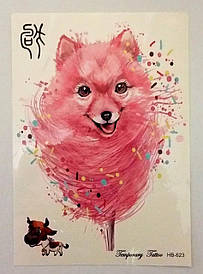 Флеш Тату. 21*15 См. Перевідна. Тимчасова. Інші Тварини, Собаки, Акварельний, Hb-623 1788, Кольорові