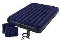 Надувной матрас Intex 64765 Classic Downy Airbed 203х152х25см насос+ 2 подушки